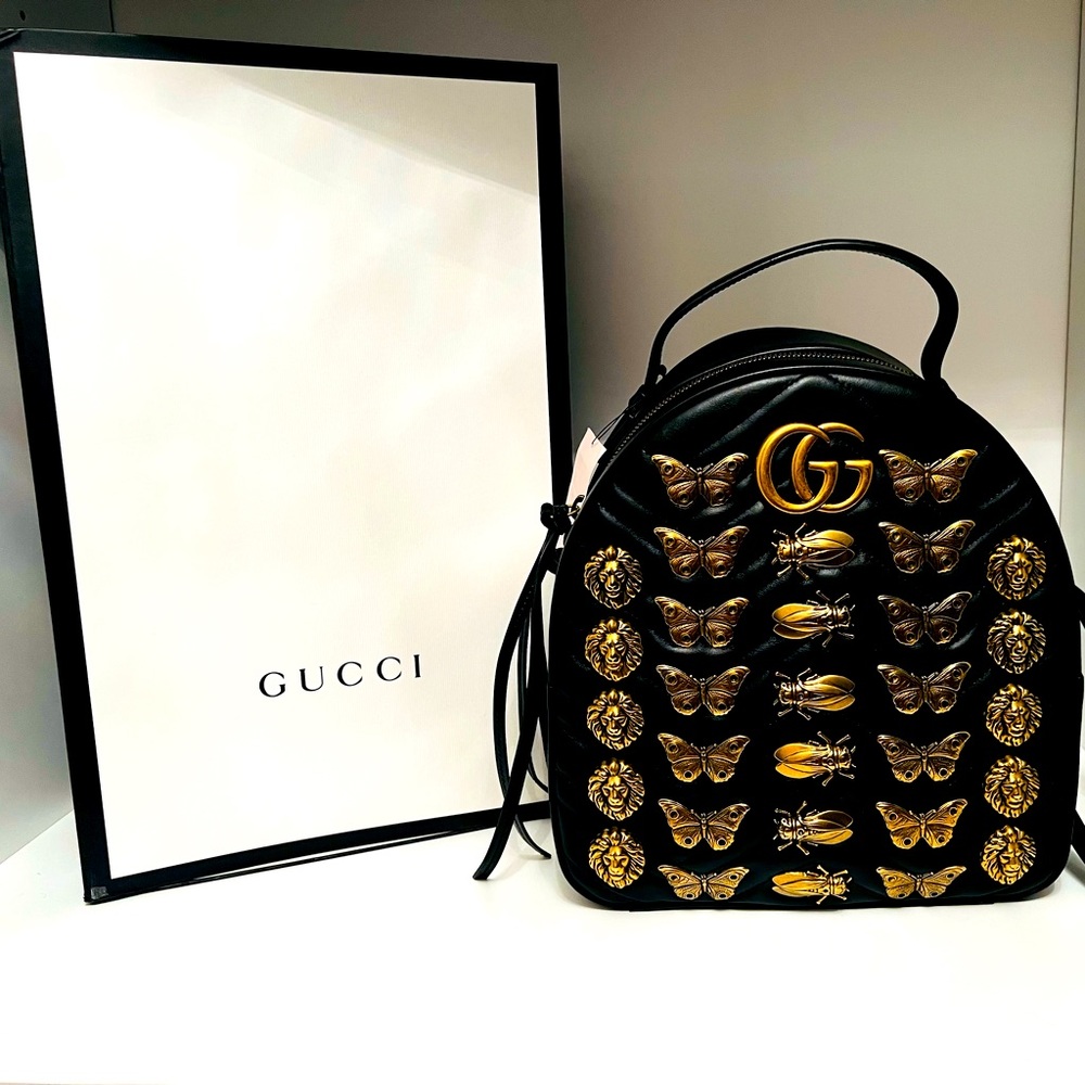 GUCCI MATELASSE’ ANIMAL EMBELLISHED MARMONT BACKPACK